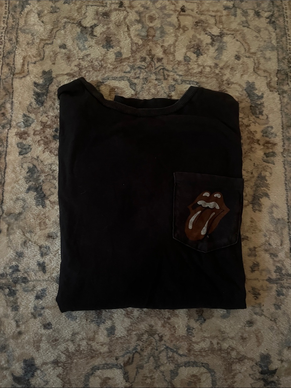 Black Pocket Tee with Tongue Logo